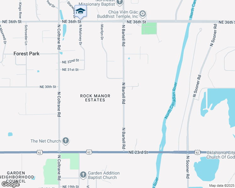 map of restaurants, bars, coffee shops, grocery stores, and more near 2929 North Bartell Road in Oklahoma City