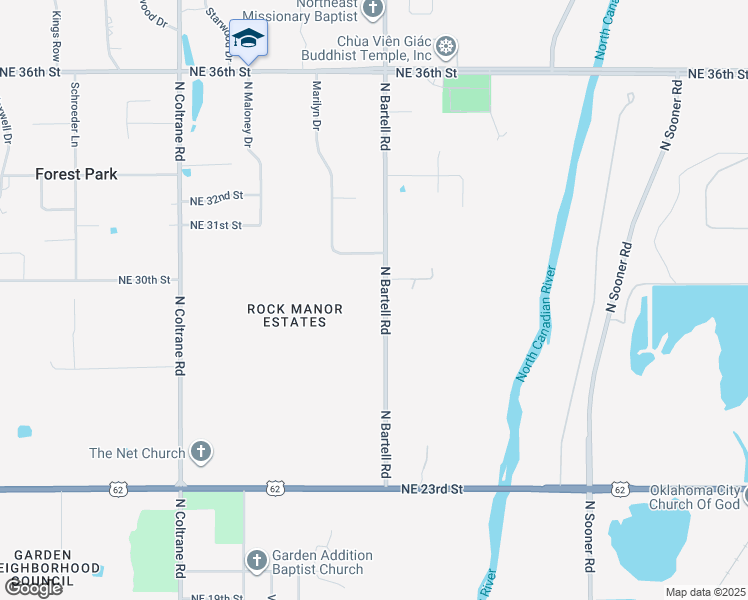 map of restaurants, bars, coffee shops, grocery stores, and more near 2929 North Bartell Road in Oklahoma City
