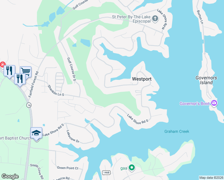 map of restaurants, bars, coffee shops, grocery stores, and more near 3536 Lake Shore Road South in Denver