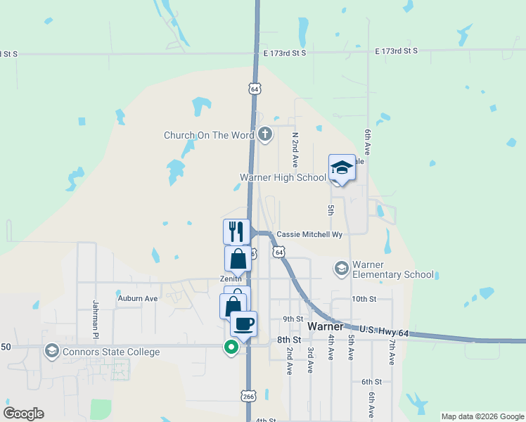 map of restaurants, bars, coffee shops, grocery stores, and more near 15 Williamson in Warner