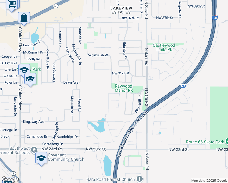 map of restaurants, bars, coffee shops, grocery stores, and more near 10813 NW 29th Ter in Yukon