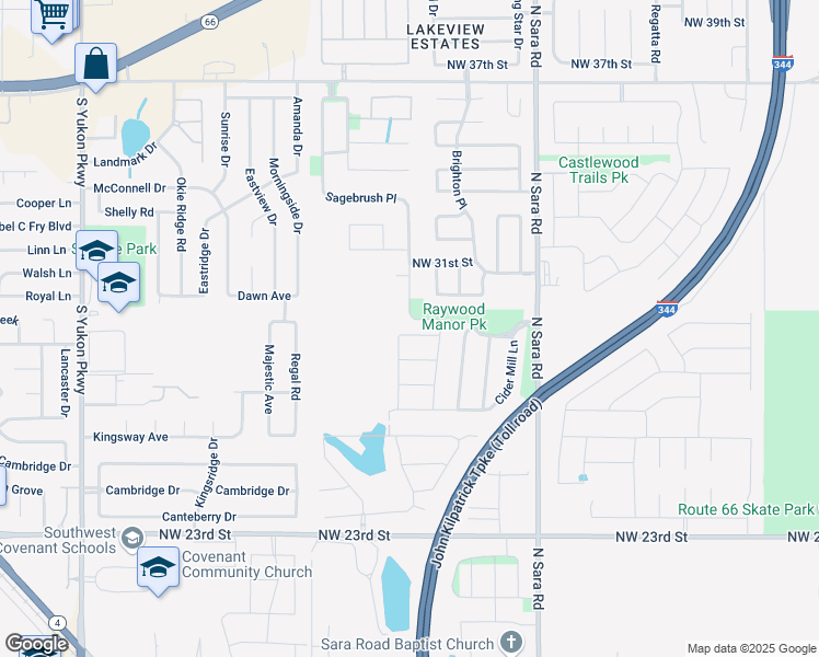 map of restaurants, bars, coffee shops, grocery stores, and more near 10813 NW 29th Ter in Yukon