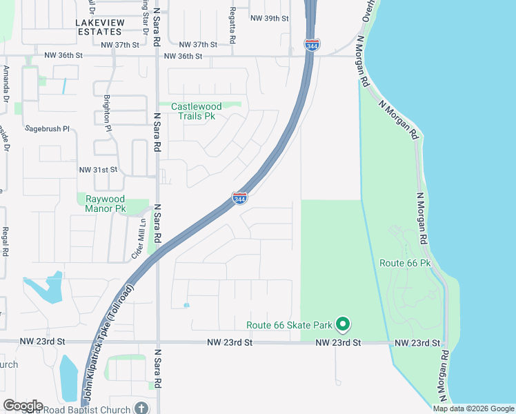 map of restaurants, bars, coffee shops, grocery stores, and more near John Kilpatrick Turnpike in Yukon