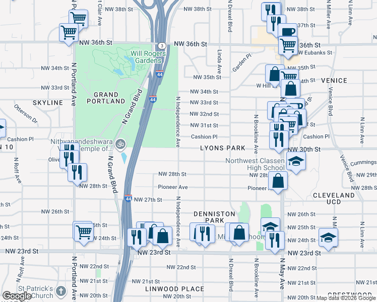 map of restaurants, bars, coffee shops, grocery stores, and more near 3232 Northwest 30th Street in Oklahoma City