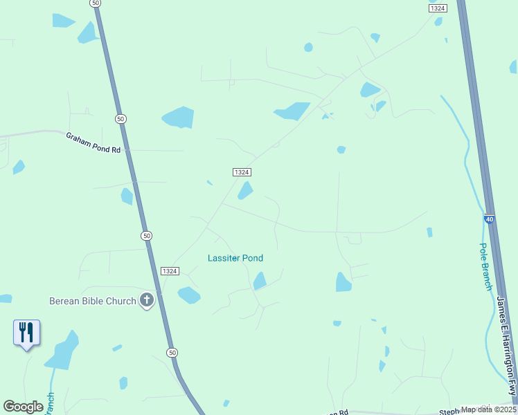 map of restaurants, bars, coffee shops, grocery stores, and more near 127 Hurricane Alley in Benson