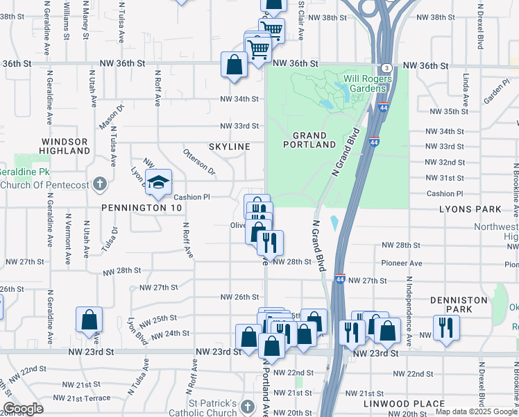 map of restaurants, bars, coffee shops, grocery stores, and more near 3123 North Portland Avenue in Oklahoma City