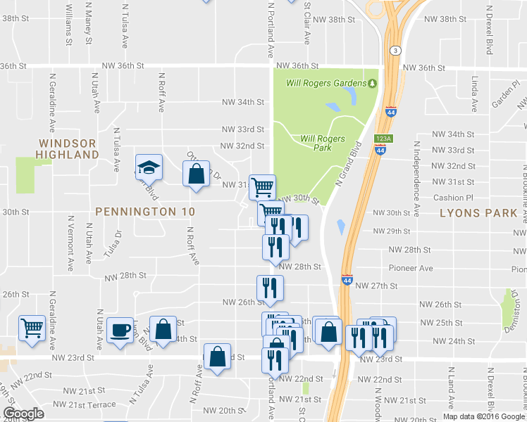 map of restaurants, bars, coffee shops, grocery stores, and more near 3123 North Portland Avenue in Oklahoma City