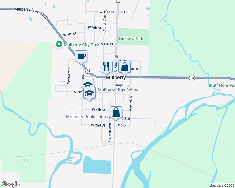 map of restaurants, bars, coffee shops, grocery stores, and more near in Mulberry