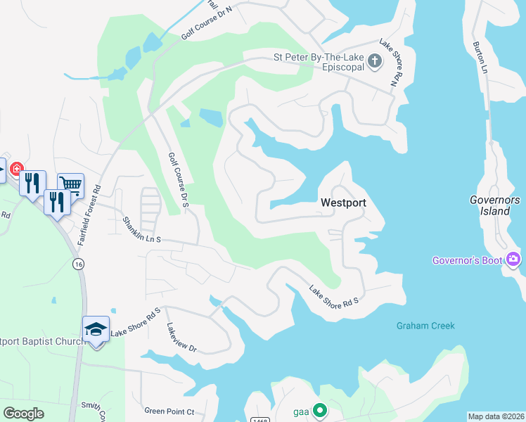 map of restaurants, bars, coffee shops, grocery stores, and more near 3536 Lake Shore Road South in Denver