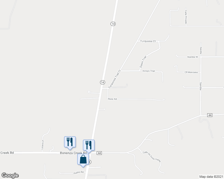 map of restaurants, bars, coffee shops, grocery stores, and more near 2 Rons Road in Santa Fe