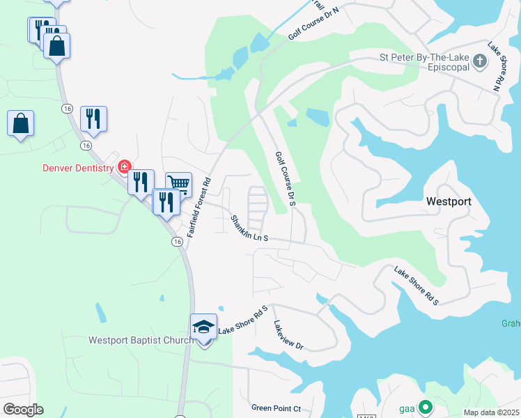 map of restaurants, bars, coffee shops, grocery stores, and more near 2626 Eight Iron Drive in Denver