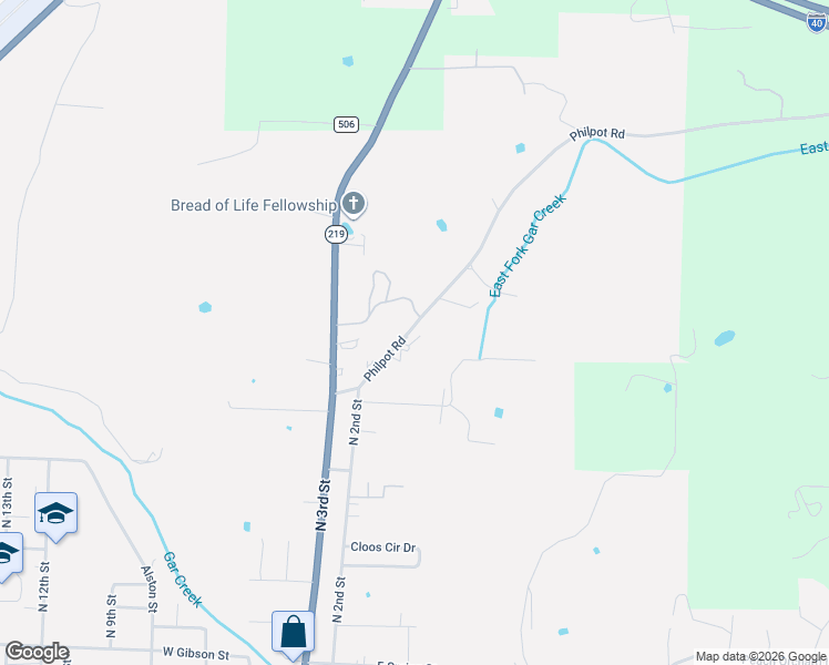 map of restaurants, bars, coffee shops, grocery stores, and more near 1202 North 2nd Street in Ozark