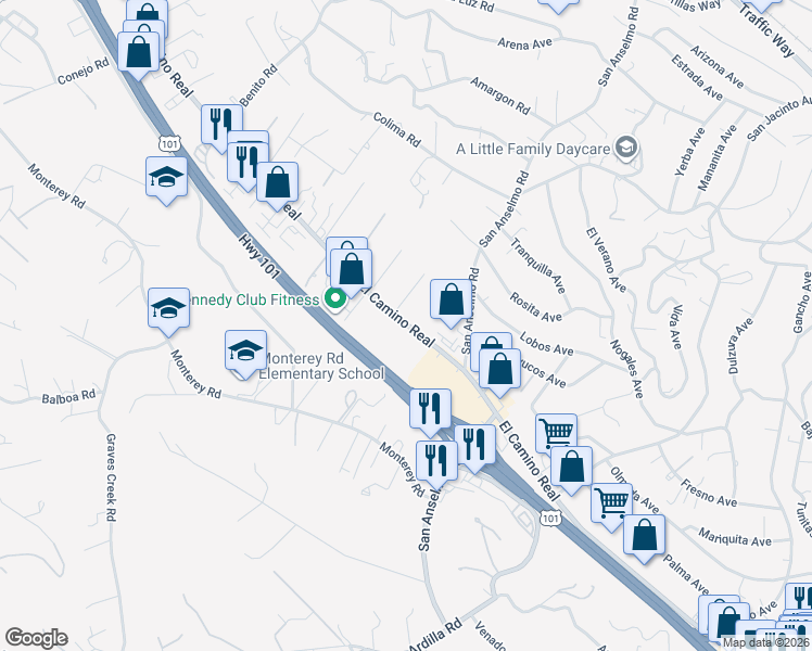 map of restaurants, bars, coffee shops, grocery stores, and more near 3750 El Camino Real in Atascadero
