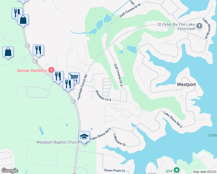 map of restaurants, bars, coffee shops, grocery stores, and more near 2630 Eight Iron Drive in Denver