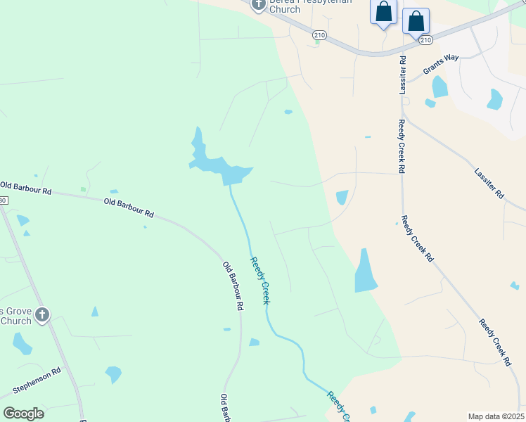 map of restaurants, bars, coffee shops, grocery stores, and more near Grassy Ridge Court in Johnston County