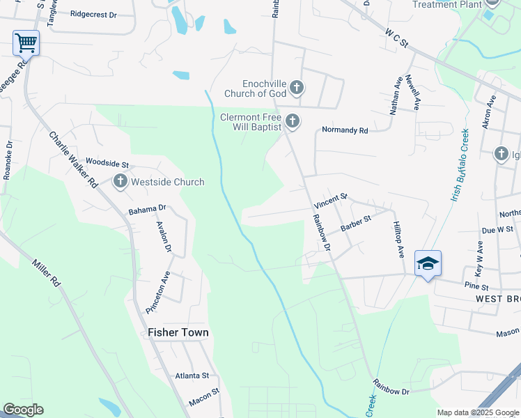 map of restaurants, bars, coffee shops, grocery stores, and more near 4708 Fieldbrook Drive in Kannapolis
