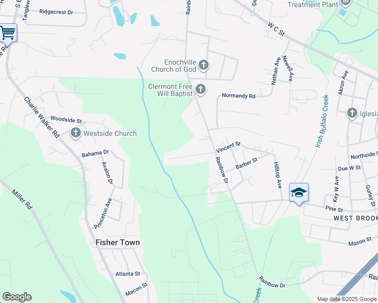 map of restaurants, bars, coffee shops, grocery stores, and more near 4616 Fieldbrook Drive in Kannapolis