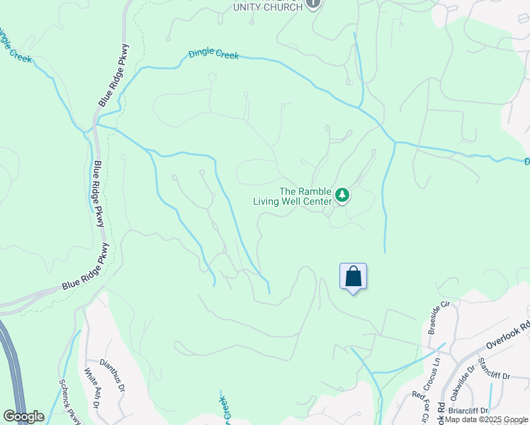 map of restaurants, bars, coffee shops, grocery stores, and more near Ramble Way in Asheville