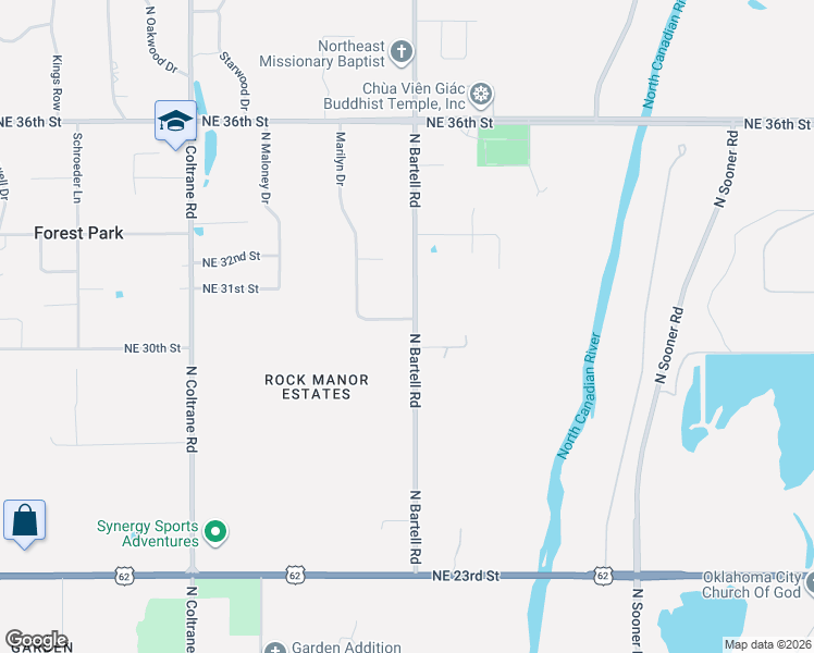 map of restaurants, bars, coffee shops, grocery stores, and more near 3100 North Bartell Road in Oklahoma City