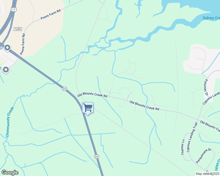 map of restaurants, bars, coffee shops, grocery stores, and more near 75 Victoria Drive in Chocowinity