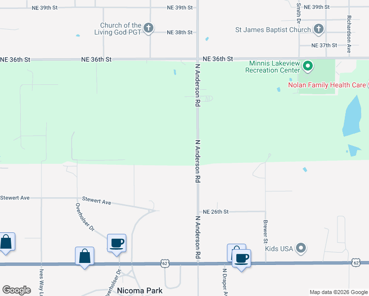 map of restaurants, bars, coffee shops, grocery stores, and more near 3205 North Anderson Road in Choctaw