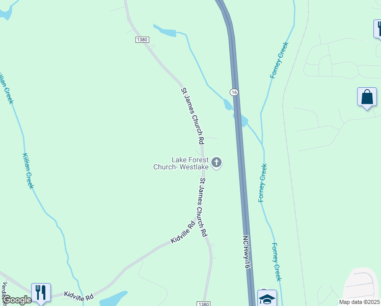 map of restaurants, bars, coffee shops, grocery stores, and more near 2359 Saint James Church Road in Denver