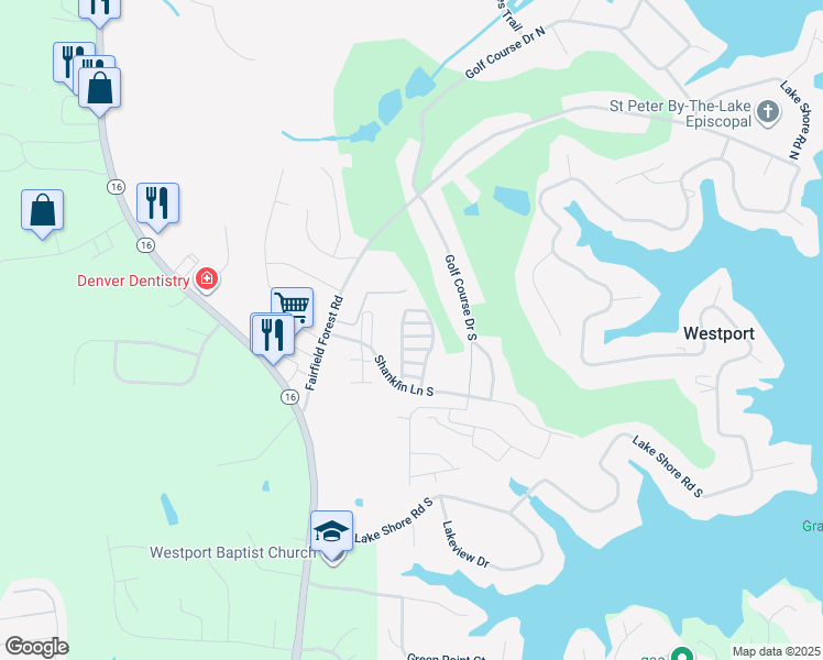map of restaurants, bars, coffee shops, grocery stores, and more near 2609 Eight Iron Drive in Denver