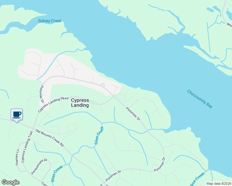 map of restaurants, bars, coffee shops, grocery stores, and more near 109 Ridge Road in Chocowinity