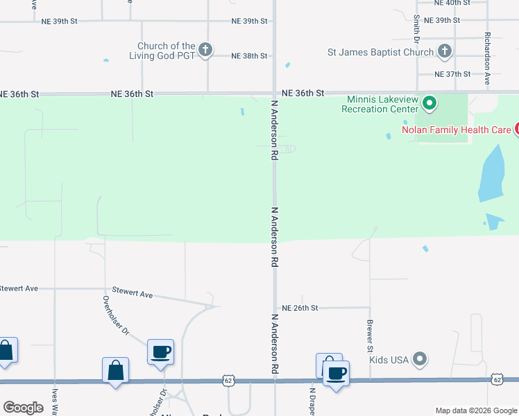map of restaurants, bars, coffee shops, grocery stores, and more near 3205 North Anderson Road in Choctaw