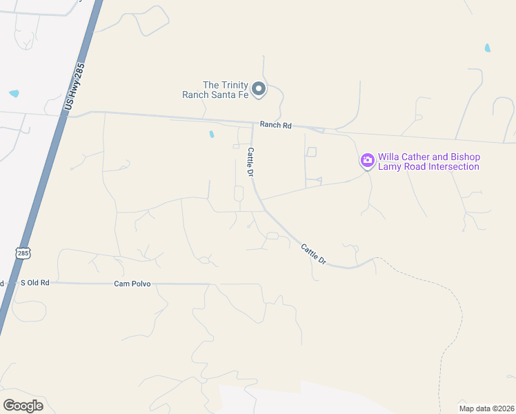 map of restaurants, bars, coffee shops, grocery stores, and more near 53 Bishop Lamy Road in Lamy