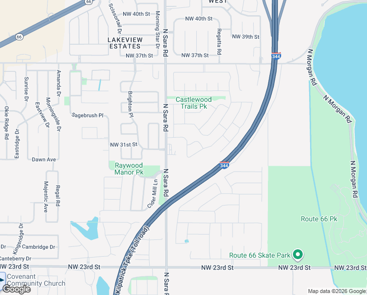map of restaurants, bars, coffee shops, grocery stores, and more near 3200 North Sara Road in Yukon