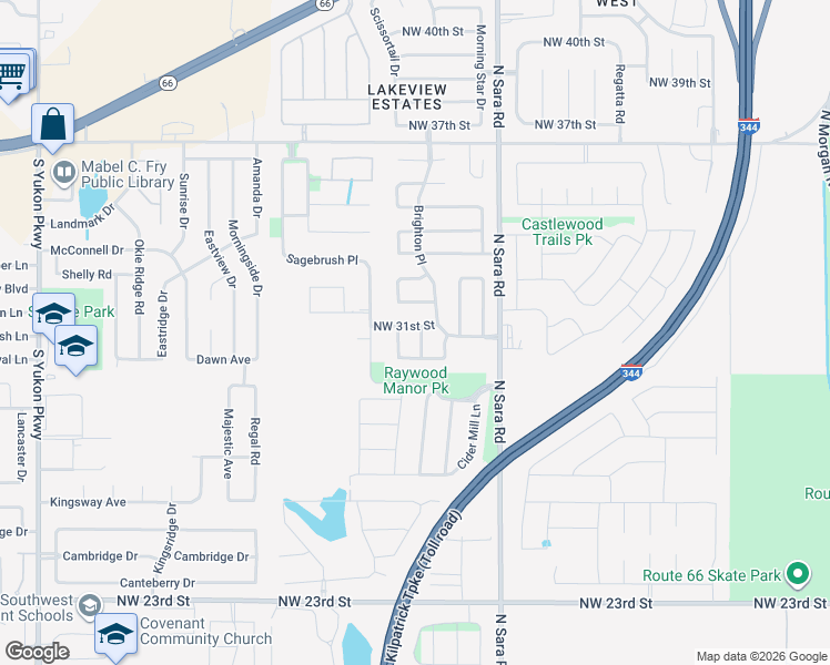 map of restaurants, bars, coffee shops, grocery stores, and more near 3117 Royce Place in Yukon