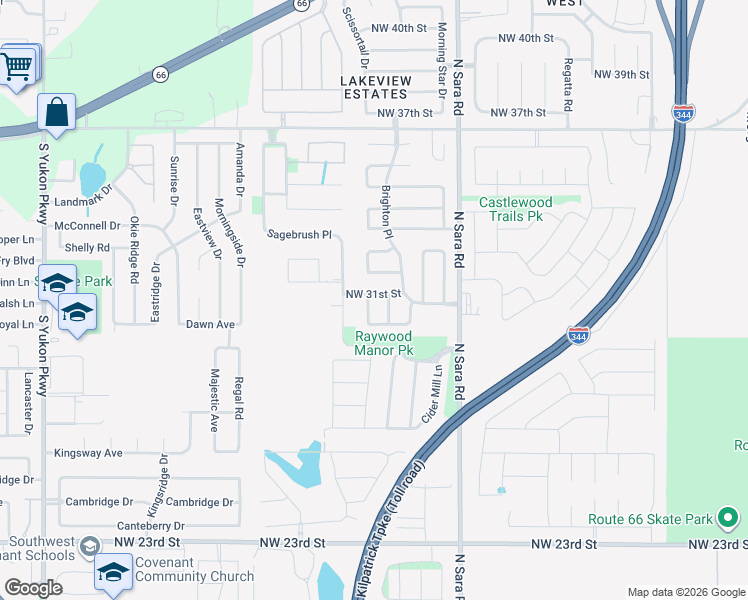 map of restaurants, bars, coffee shops, grocery stores, and more near 3117 Royce Place in Yukon