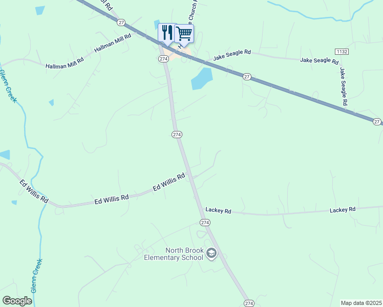 map of restaurants, bars, coffee shops, grocery stores, and more near 385 North Carolina 274 in Vale