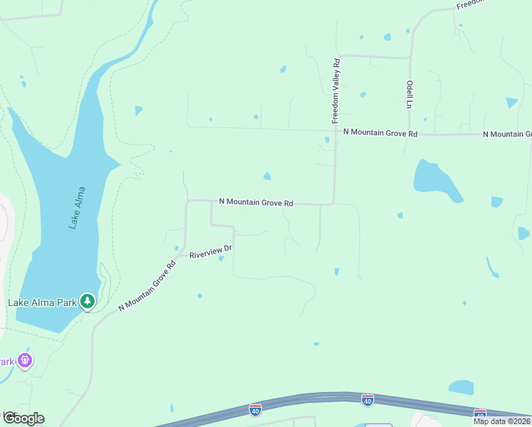 map of restaurants, bars, coffee shops, grocery stores, and more near 1732 North Mountain Grove Road in Alma
