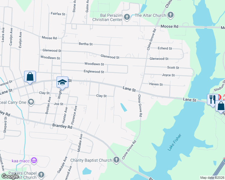 map of restaurants, bars, coffee shops, grocery stores, and more near 589 Earley Street in Kannapolis