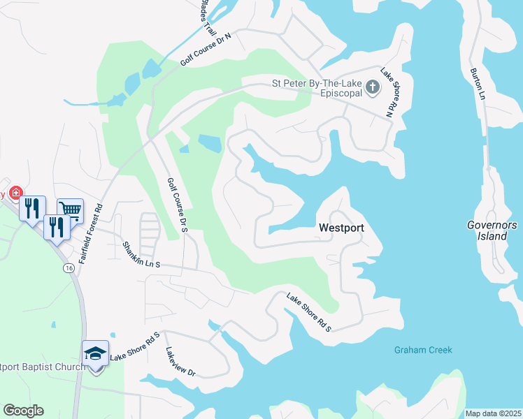 map of restaurants, bars, coffee shops, grocery stores, and more near 3581 Lake Shore Road South in Denver