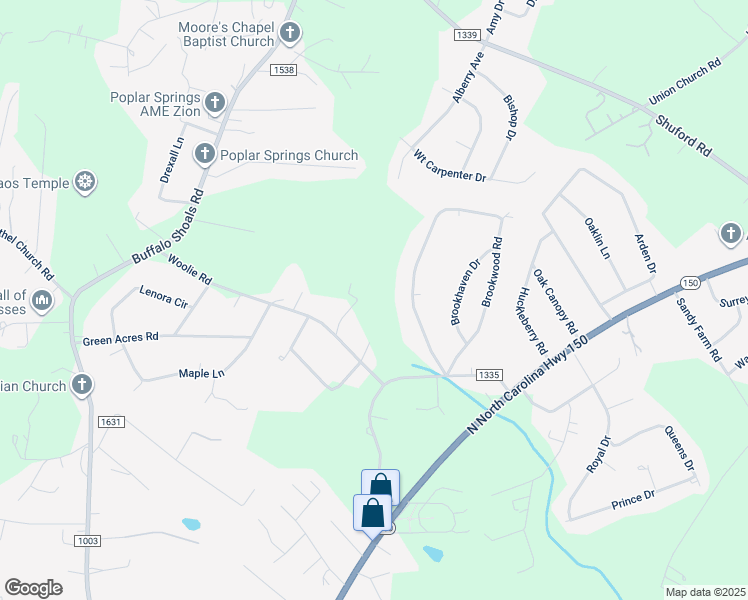 map of restaurants, bars, coffee shops, grocery stores, and more near 1200 Lail Lane in Lincolnton