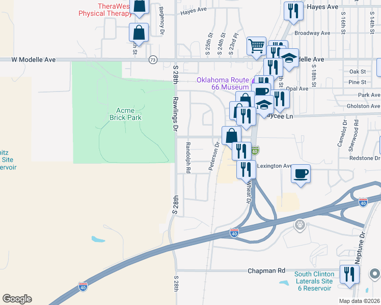 map of restaurants, bars, coffee shops, grocery stores, and more near 205 Randolph Road in Clinton