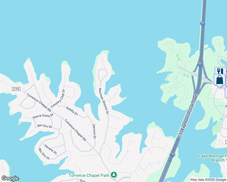 map of restaurants, bars, coffee shops, grocery stores, and more near 21508 Delftmere Drive in Cornelius
