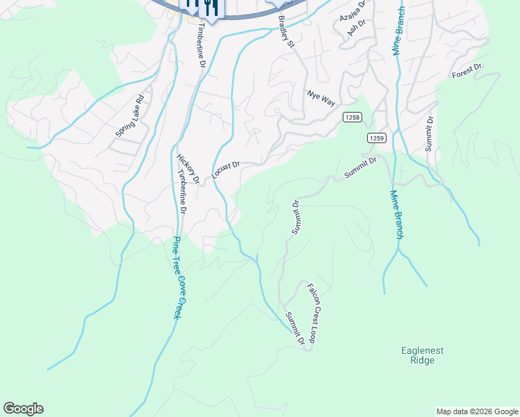 map of restaurants, bars, coffee shops, grocery stores, and more near 284 Robin Roost Road in Maggie Valley