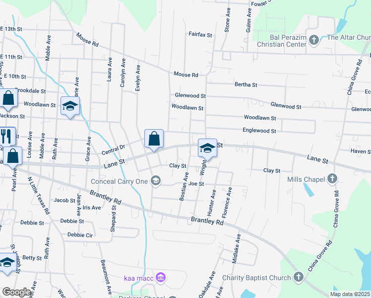 map of restaurants, bars, coffee shops, grocery stores, and more near 2001 Lane Street in Kannapolis