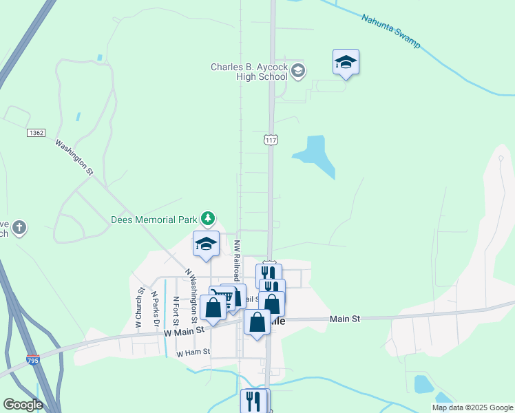 map of restaurants, bars, coffee shops, grocery stores, and more near 5299 U.S. 117 in Pikeville