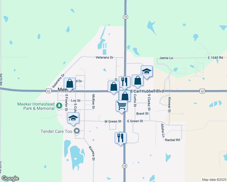 map of restaurants, bars, coffee shops, grocery stores, and more near 214 West Main Street in Meeker
