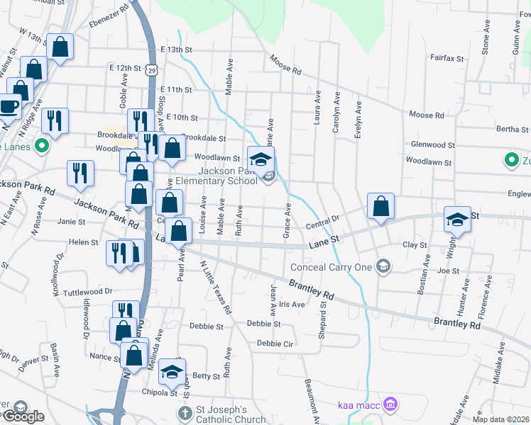 map of restaurants, bars, coffee shops, grocery stores, and more near 635 Marie Avenue in Kannapolis