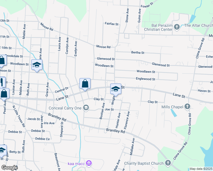 map of restaurants, bars, coffee shops, grocery stores, and more near 2001 Lane Street in Kannapolis