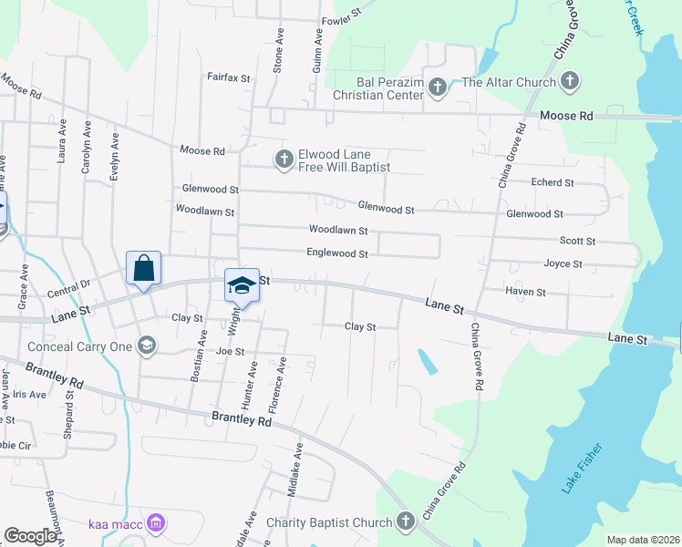map of restaurants, bars, coffee shops, grocery stores, and more near 2205 Lane Street in Kannapolis