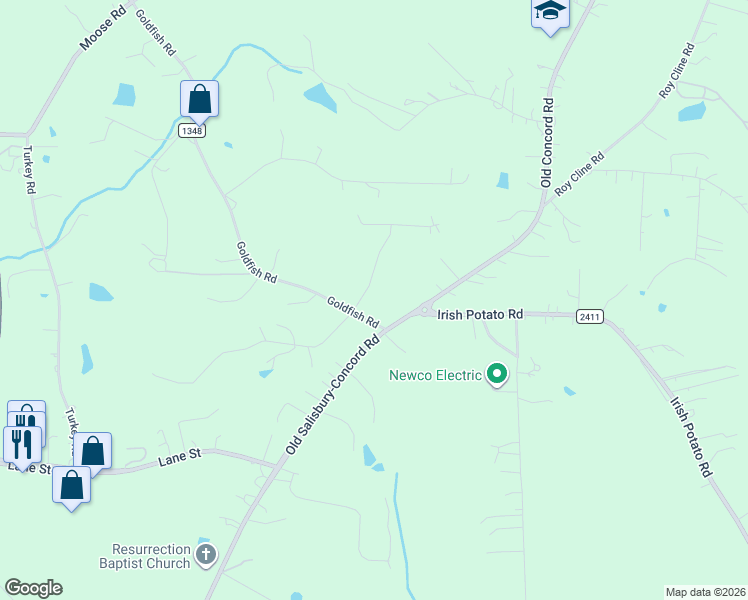 map of restaurants, bars, coffee shops, grocery stores, and more near 6394 Old Salisbury-Concord Road in Kannapolis