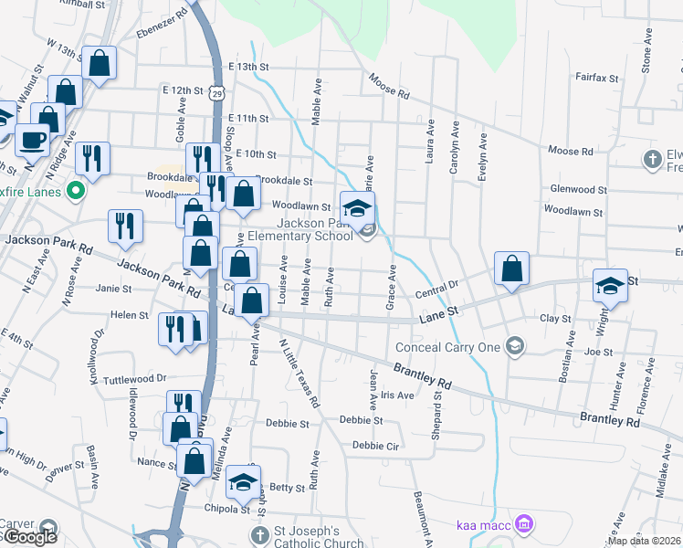 map of restaurants, bars, coffee shops, grocery stores, and more near 635 Marie Avenue in Kannapolis