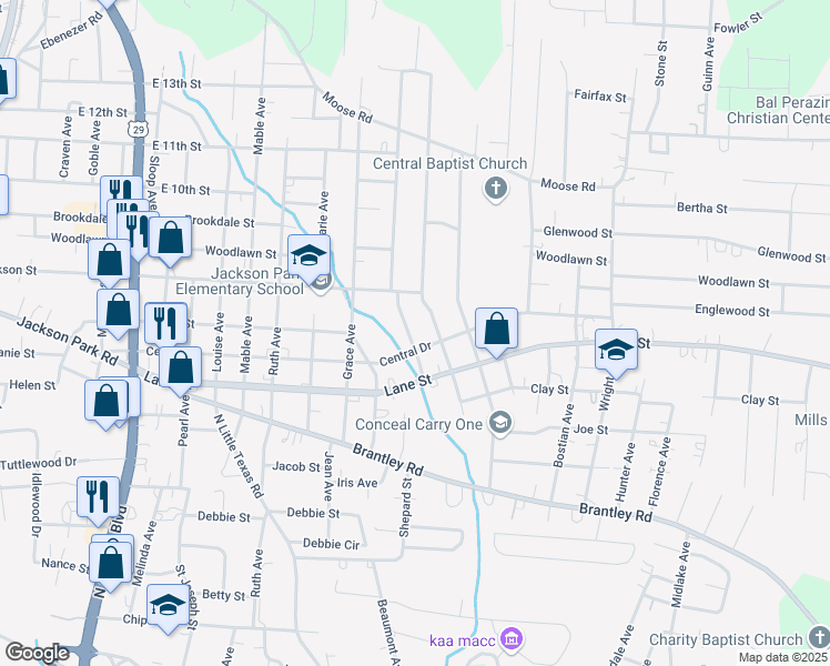 map of restaurants, bars, coffee shops, grocery stores, and more near 704 Laura Avenue in Kannapolis
